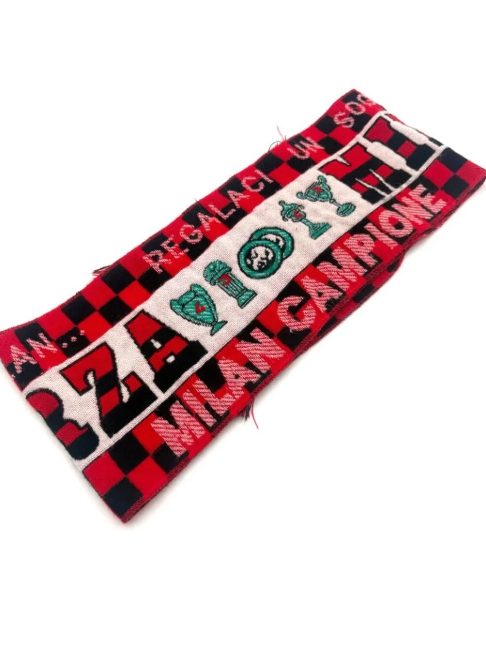 AC Milan Forza Milan Campioni Italia Soccer Scarf Red Black Fringe Fan Scarf